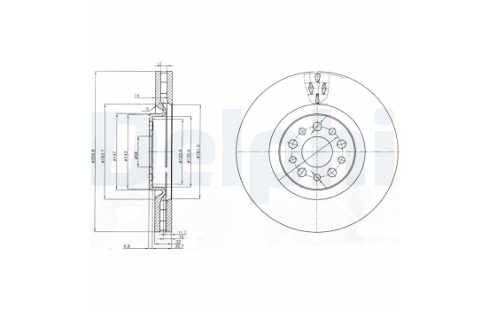 Brake disc BG3898 Delphi