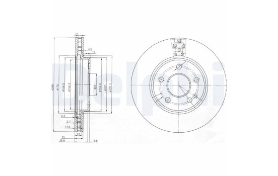 Brake disc BG3909 Delphi
