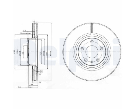 Brake disc BG3939 Delphi