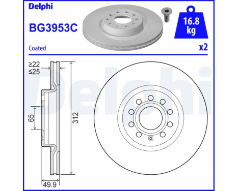 Brake Disc BG3953C Delphi