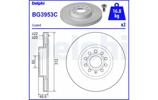 Brake Disc BG3953C Delphi