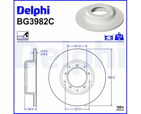 Brake disc BG3982C Delphi
