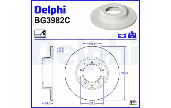 Brake disc BG3982C Delphi