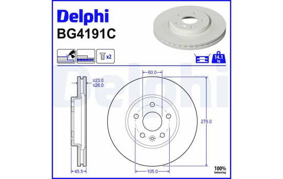 Brake Disc BG4191C Delphi