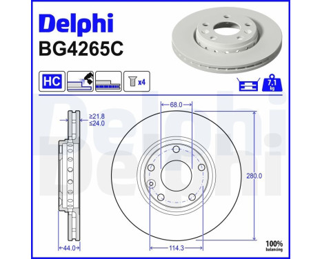 Brake disc BG4265C Delphi