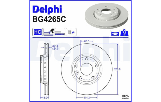 Brake disc BG4265C Delphi