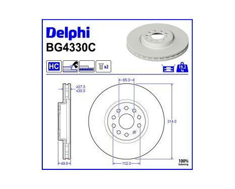 Brake Disc BG4330C Delphi