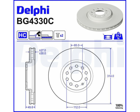 Brake Disc BG4330C Delphi
