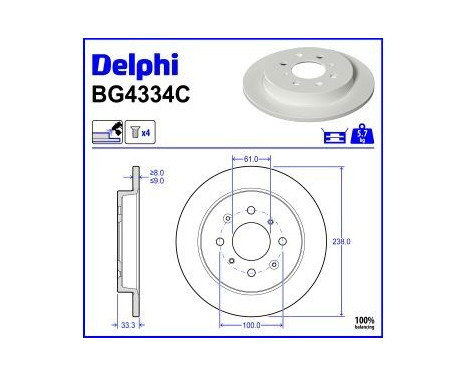 Brake Disc BG4334C Delphi