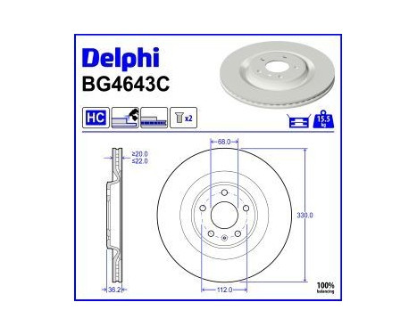 Brake Disc BG4643C Delphi