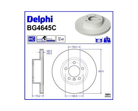 Brake disc BG4645C Delphi