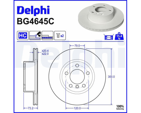 Brake disc BG4645C Delphi