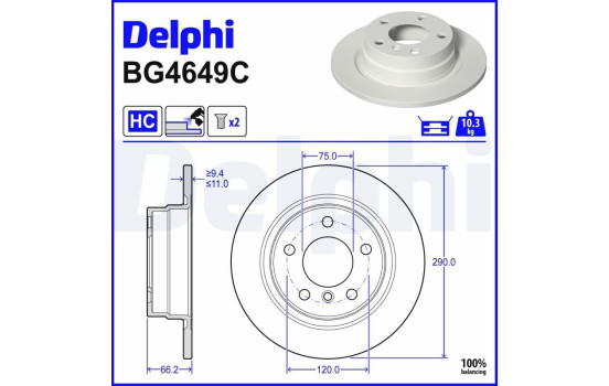 Brake Disc BG4649C Delphi