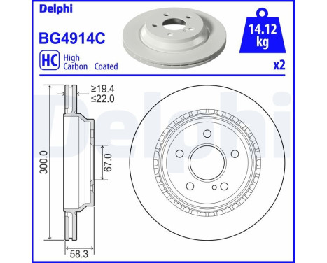 Brake disc BG4914C Delphi
