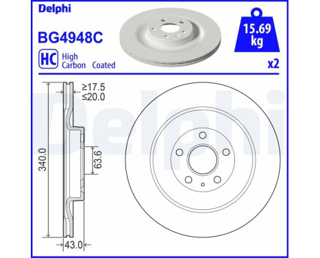 Brake disc BG4948C Delphi