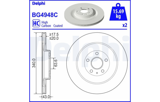 Brake disc BG4948C Delphi
