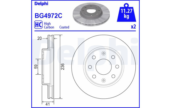 Brake disc BG4972C Delphi