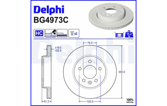 Brake Disc BG4973C Delphi