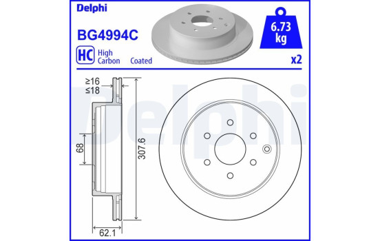 Brake Disc BG4994C Delphi