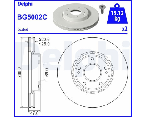 Brake Disc BG5002C Delphi