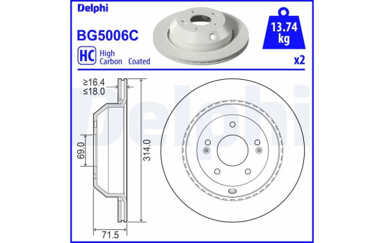 Brake Disc BG5006C Delphi