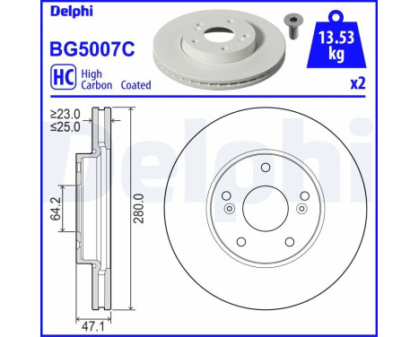 Brake Disc BG5007C Delphi