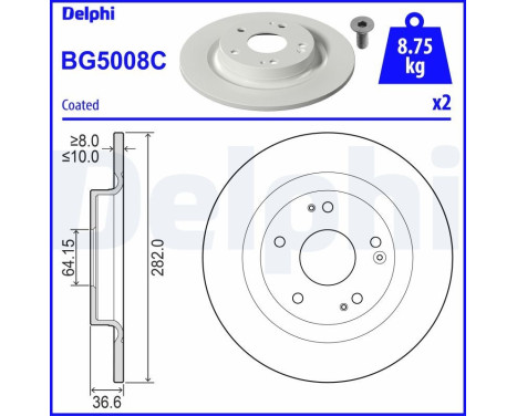 Brake Disc BG5008C Delphi