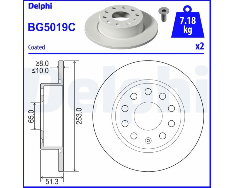 Brake Disc BG5019C Delphi