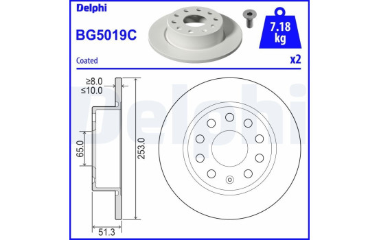 Brake Disc BG5019C Delphi