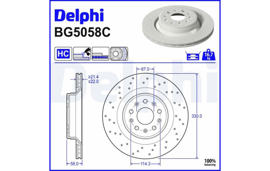 Brake disc BG5058C Delphi