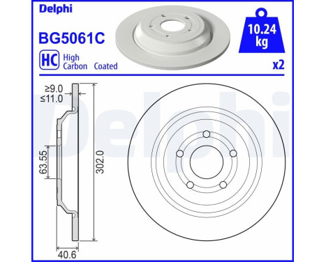 Brake Disc BG5061C Delphi