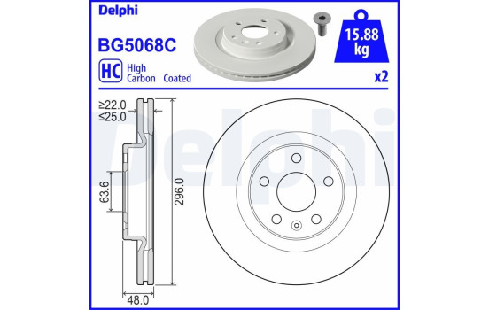 Brake disc BG5068C Delphi