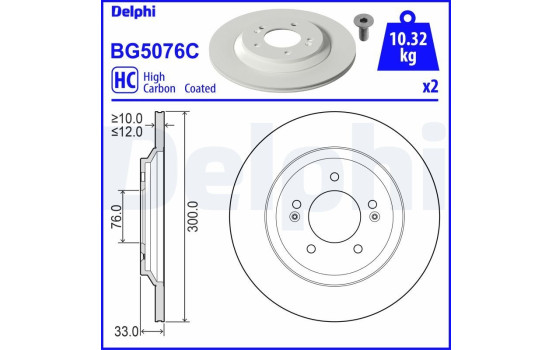 Brake Disc BG5076C Delphi