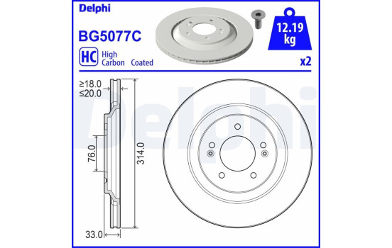 Brake Disc BG5077C Delphi