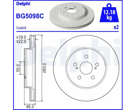 Brake disc BG5098C Delphi