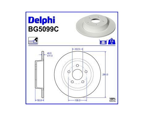 Brake Disc BG5099C Delphi