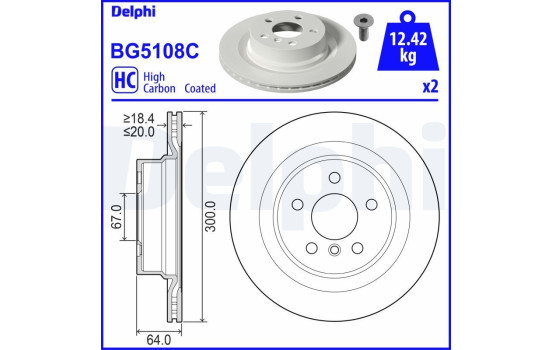 Brake disc BG5108C Delphi