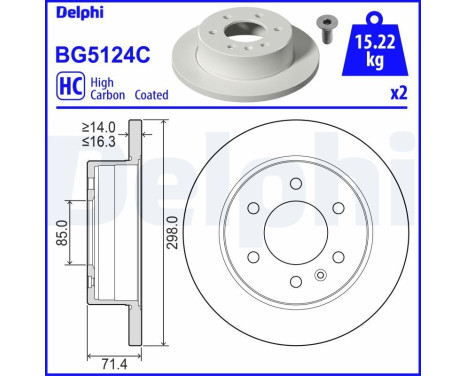 Brake disc BG5124C Delphi