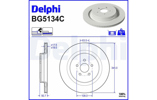 Brake disc BG5134C Delphi