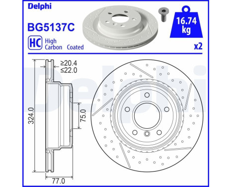 Brake Disc BG5137C Delphi