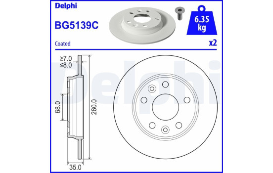 Brake disc BG5139C Delphi
