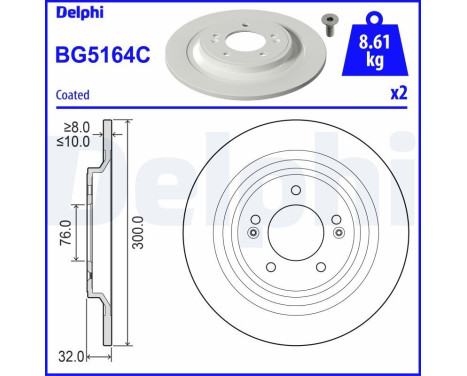 Brake disc BG5164C Delphi