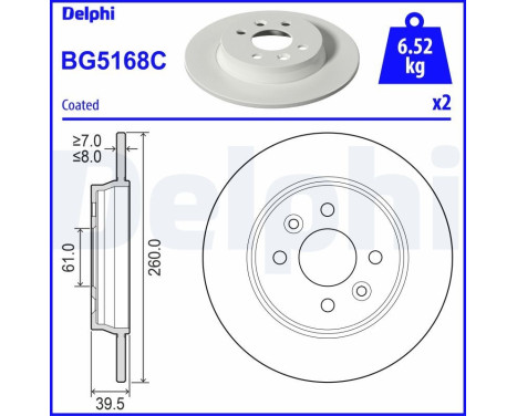 Brake disc BG5168C Delphi