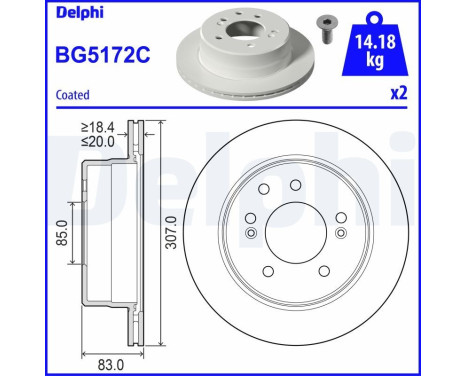 Brake disc BG5172C Delphi