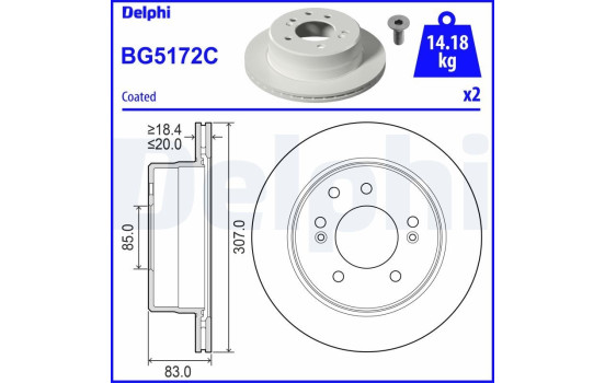 Brake disc BG5172C Delphi