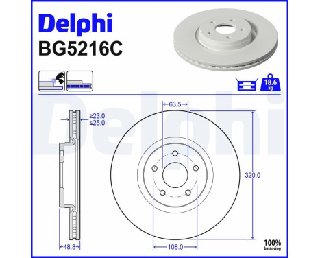 Brake disc BG5216C Delphi