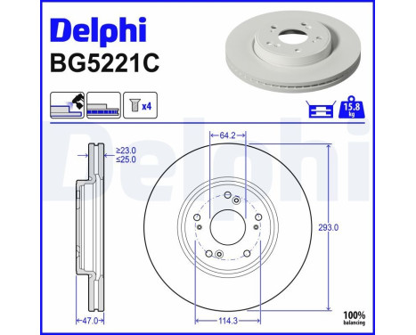 Brake disc BG5221C Delphi
