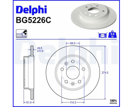 Brake disc BG5226C Delphi
