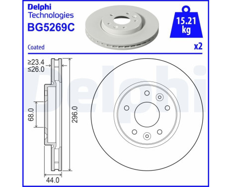 Brake disc BG5269C Delphi
