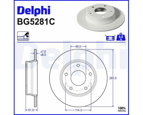Brake disc BG5281C Delphi